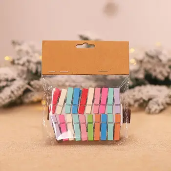 

20 PCS Natural Wooden Clips For Photo Clips Wood Clothespins Photo Paper Craft Clips With Natural Twine Home Craft Decoration