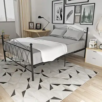 

Modern Metal Bed Frame 3FT SINGLE /4FT6 DOUBLE for Adult Children Black/ White