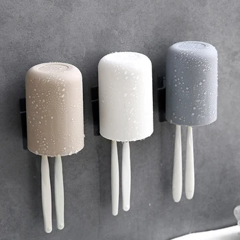 

Do not punch wall hanging toothbrush rack wash set toilet gargle cup set toothbrush receiving rack