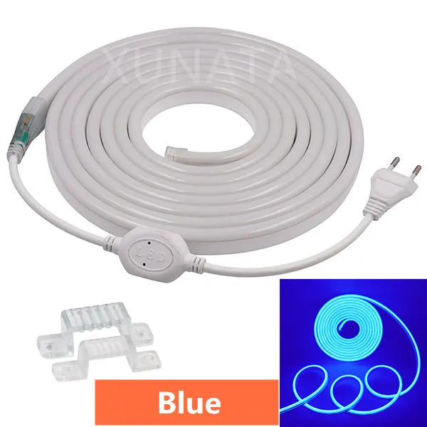 220V RGB неоновые полосы ленты гибкий светодиодный неоновая вывеска для организаций и магазинов Ночной светильник лампа 2835 5050 120 светодиодный s/m Светодиодные ленты красного, зеленого и синего цвета - Испускаемый цвет: Синий