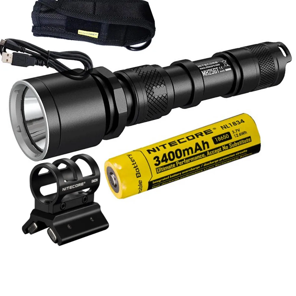 NITECORE MH25GT USB Rechargeable Tactical Flashlight CREE XP-L HI V3 max 1000 lumen beam throw 452M Outdoor Light Torch+ GM02M - Испускаемый цвет: NL1834 GM02M