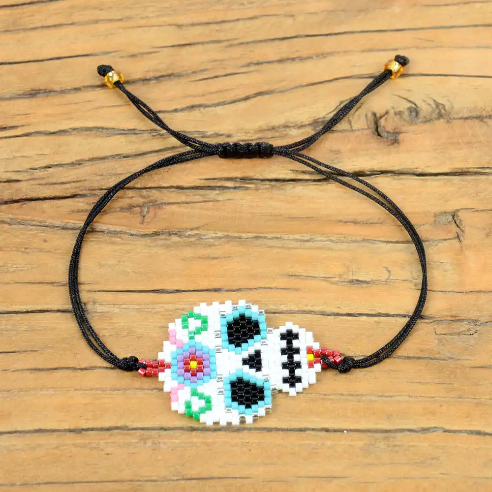 Go2boho Delica MIYUKI панк браслет женский мексиканский череп Pulseras Mujer Moda модные браслеты Etsy череп ювелирные изделия ручной работы