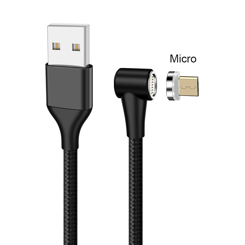 Магнитный Micro USB кабель для iPhone 11 Pro Max провод для быстрой зарядки usb type C L изгиб магнит провод мобильного телефона для samsung 3.0A - Цвет: Black Micro Cable