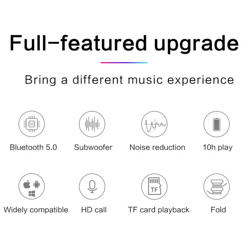 NEW Bluetooth Headphones Mic Remote Gym Sports Wireless Noise Cancelling Foldable Subwoofer Bluetooth Earphone for Xiaomi Huawei