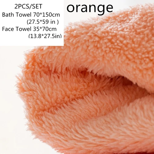 Orange Упаковка из 35*70 см маленькое полотенце и 70*150 см большое Большое банное полотенце ультра мягкое и высоко впитывающее по - Цвет: Orange
