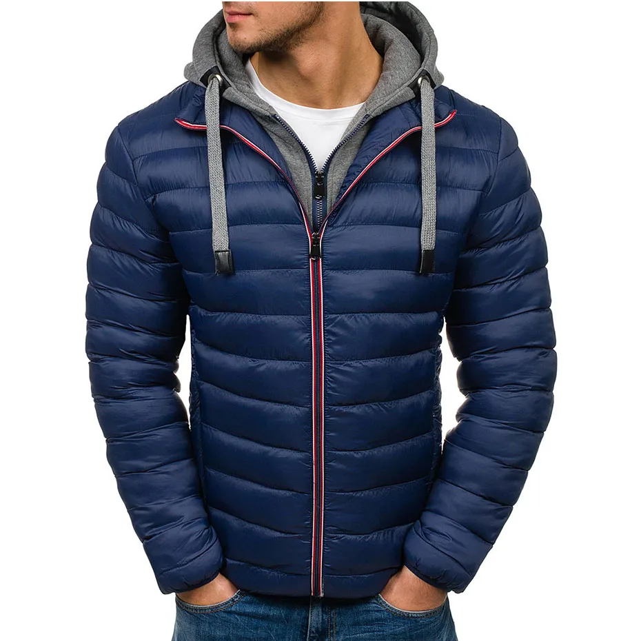 

ZOGAA 2020 Men Winter Parka Warm Coats Casual Thick Men Hooded Coats Streetwear Solid Fake Two Piece Parkas Jackets Men