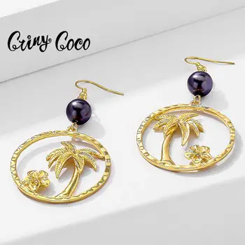 

Cring Coco 2020 New Fashion Hawaiian Jewelry Coconut Tree Frangipani Drop Earrings Polynesian Samoa Dangle Earring for Women Hot