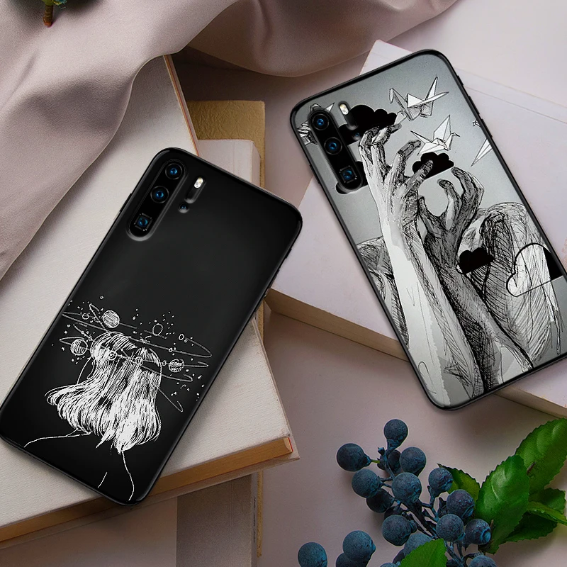 Черно белые художественные картины Мягкий силикон для huawei P30 Lite Pro P Smart 2016 2019 P8 P9 P10