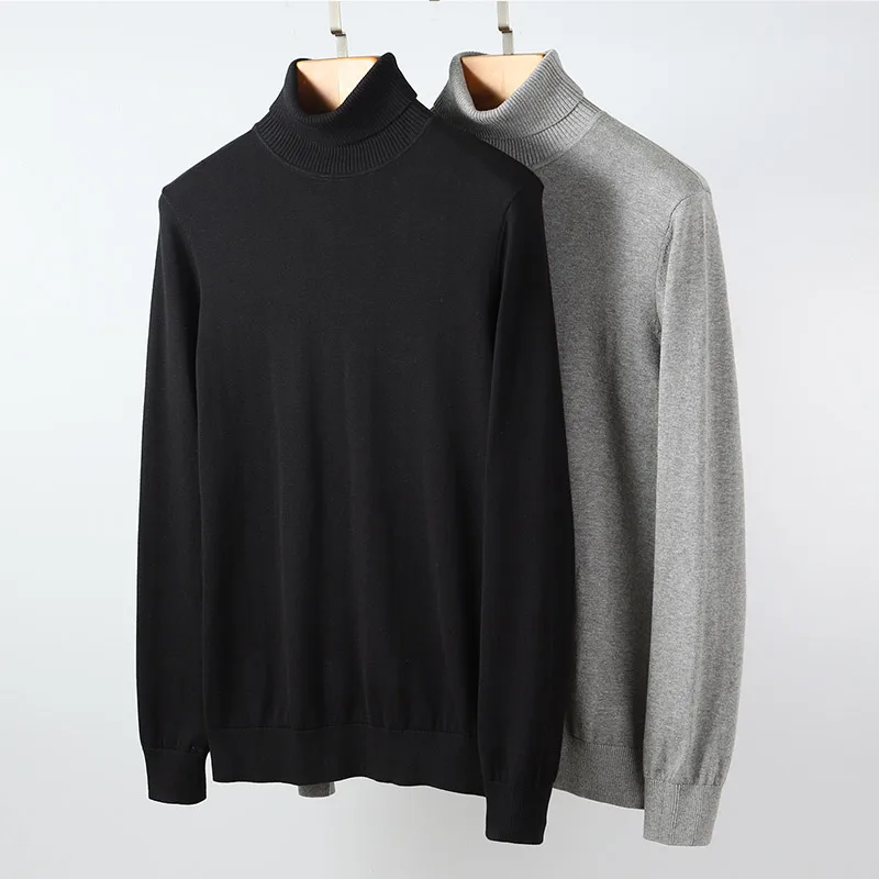 Y&CHIC, Зимний мужской облегающий Одноцветный свитер с длинным рукавом, тонкий Хлопковый вязаный свитер