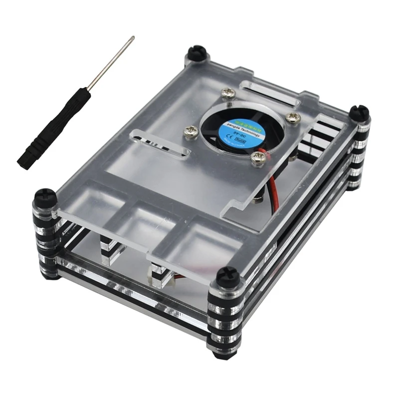 9 слоев акриловый чехол для Raspberry Pi 4 прозрачный корпус коробки с охлаждающим вентилятором Защитная крышка для Raspberry Pi 4 Модель B