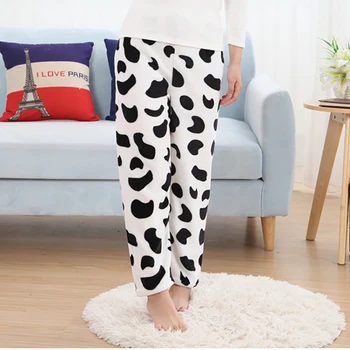 

Winter Flannel Woman Sleep Bottoms Warm Sweatpants Woman Cow Print Pajamas Pants Comfort Slacks Pijamas Couple Casual Trousers