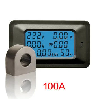 

100a Ac Lcd Digital Volt Watt Power Energy Meter Monitor Kwh Voltmeter Ammeter 110-250v Full Screen Display Power Current