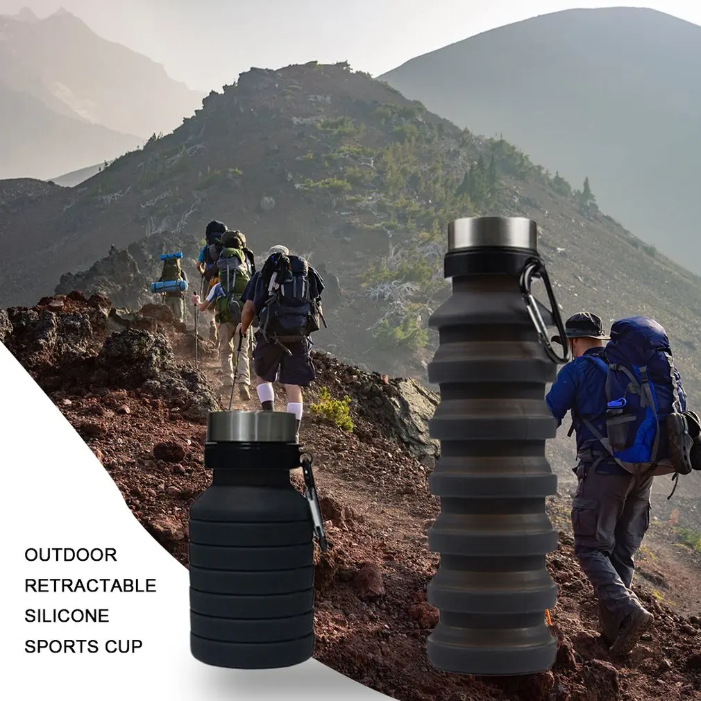 550 мл переносные, складные, силиконовые спортивные чашки для воды для мужчин и женщин