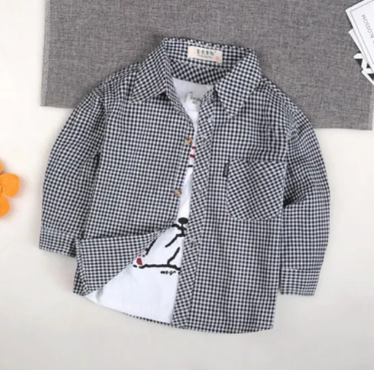 Only shirt Лидер продаж, рубашки для маленьких мальчиков коллекция года, модные хлопковые топы для мальчиков и девочек, одежда на весну-осень, Клетчатая блузка рубашка для детей, От 1 до 10 лет - Цвет: Only shirt