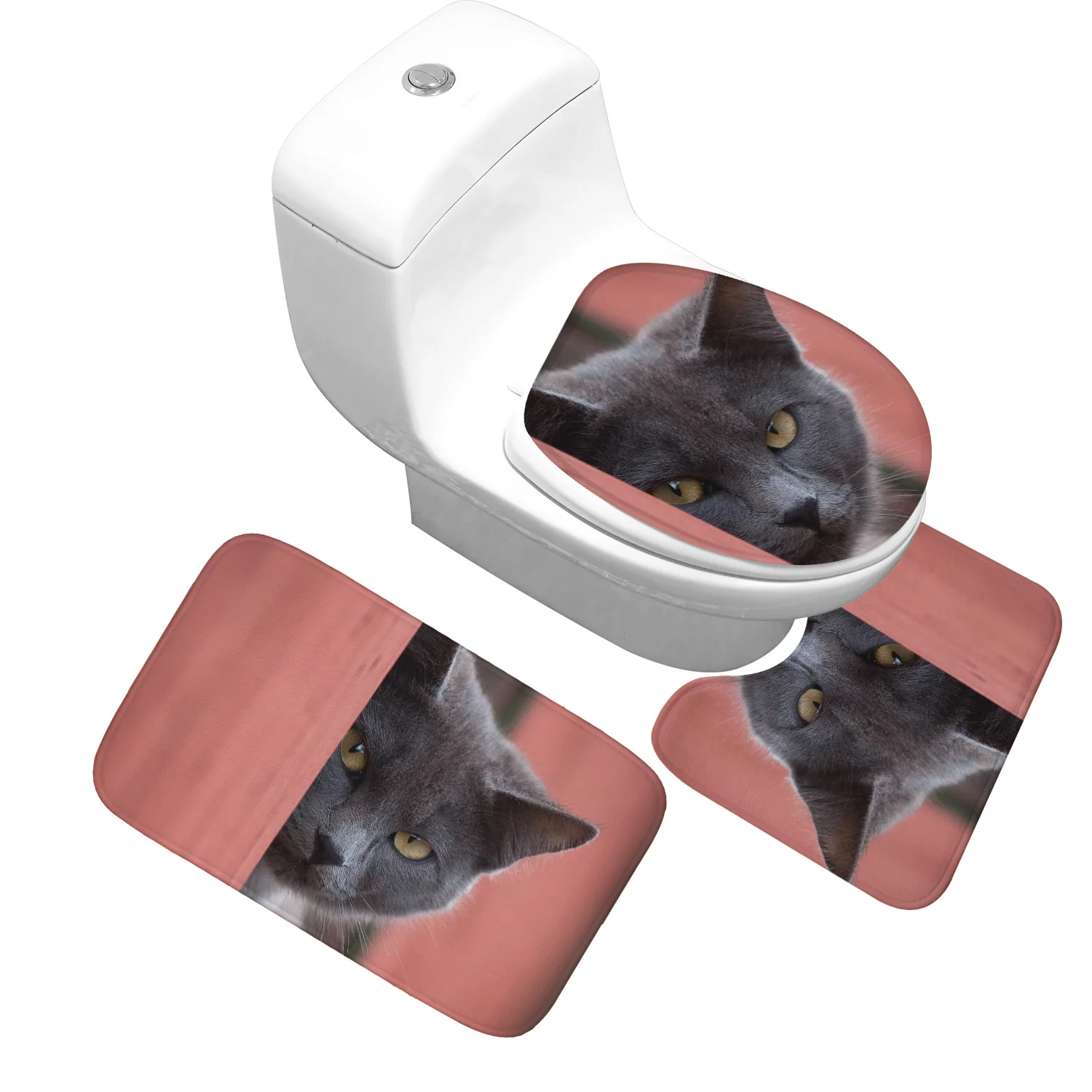 Hiding cat Zeegle 3 шт. коврики для ванной комнаты, коврики для ванной комнаты, Нескользящие Коврики для ванной комнаты, впитывающие коврики для туалета, коврик для душа, набор ковриков для ванной комнаты - Цвет: Hiding cat