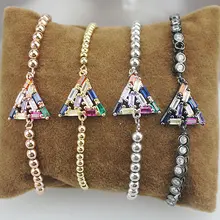 Регулируемый высокое качество серьги капля воды браслет, микро проложить коннектор CZ браслет, браслет cz ювелирные изделия