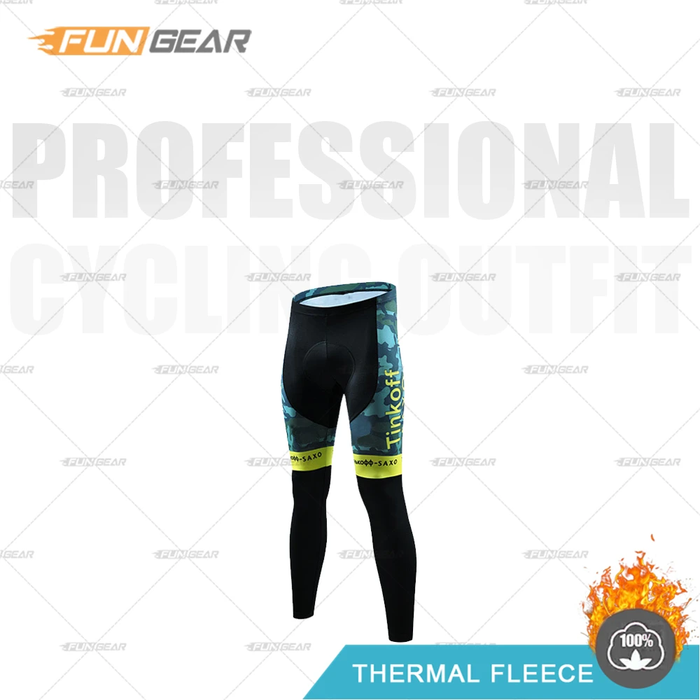PANTS Pro Team Tinkoff зимняя одежда для велоспорта с длинными рукавами, комплект из Джерси, теплая флисовая MTB велосипедная одежда для мужчин, форма для шоссейного велосипеда - Цвет: PANTS