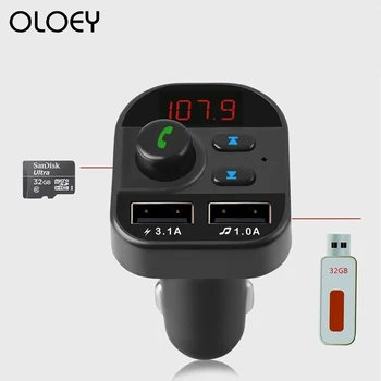 

12V/24V Bluetooth 5.1 In-Car Wireless FM Transmitter MP3 Radio Player Adapter Car Kit AUX 2 USB Quick Charger