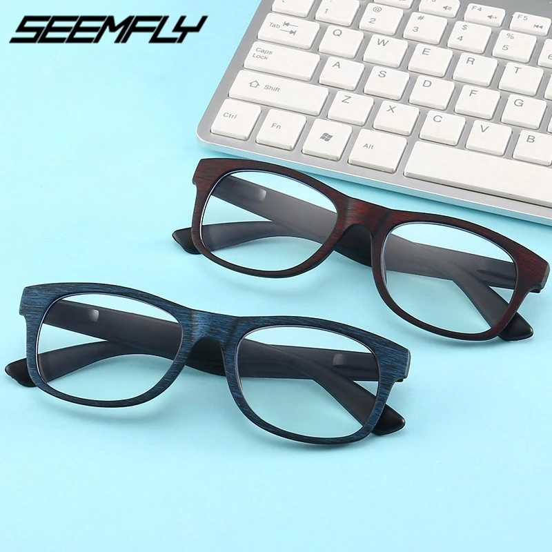 Seemfly имитация дерева зерна очки для чтения для женщин и мужчин анти голубой свет пресбиопические очки женские мужские очки для дальнозоркости