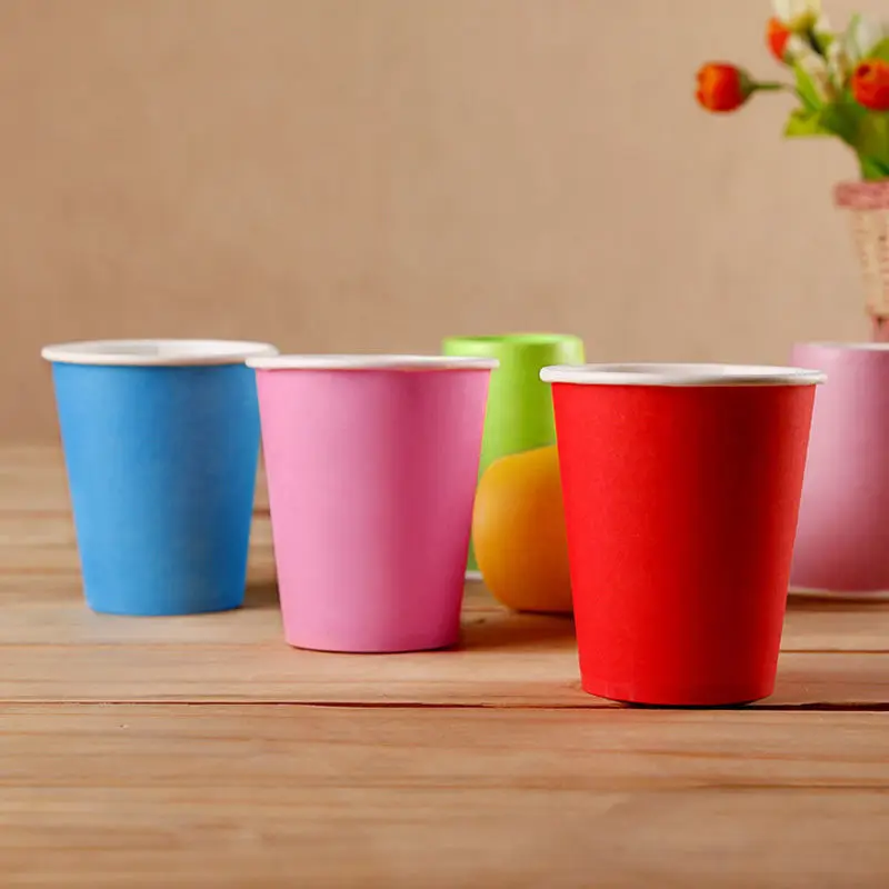 10pcs Baby Paper Cups Solid Birthday Muti-Color Wedding Colorful decorate Tableware Party Supplies Plain DIY Festival household