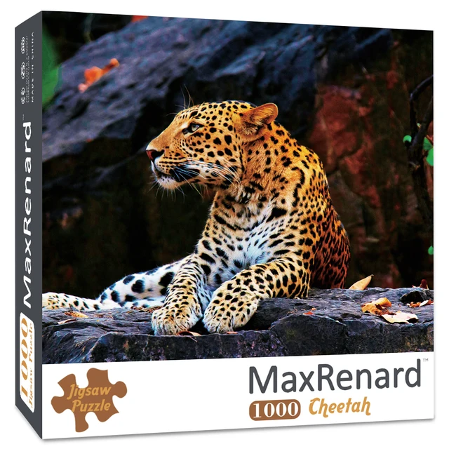 MaxRenard Puzzle 1000 Pieces Adult Puzzle Jigsaw 50*70cm Noble Deer Family Assembling Animal Photos Puzzles Toys for Adults Cheetah