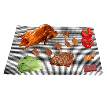 

LBER 4 Pcs Non Stick BBQ Grill Mesh Reusable Teflon Grilling Net Barbecue Mat for Grilling,Cooking,Baking,Barbecue,40 x 33cm