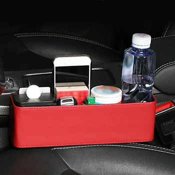 

Universal Seat Clearance Leather Storage Box Multi-functional Car Seat Console Side Pocket With Coin Collector Catcher Organizer
