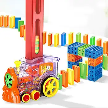 

Domino Train Toy Set Domino Train Electric Train Model Colorful Train Toy Set DIY Blocks Game Toys Set Gift For Children