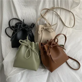 

Newhotstacy Bag 081419 single shoulder inclined bag pure color bucket bag