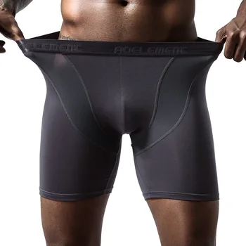 L-5XL 섹시한 남성 복서 속옷, 모달 팬티, 아이스 실크 통기성 파우치, 긴 다리 속바지, 플러스 사이즈