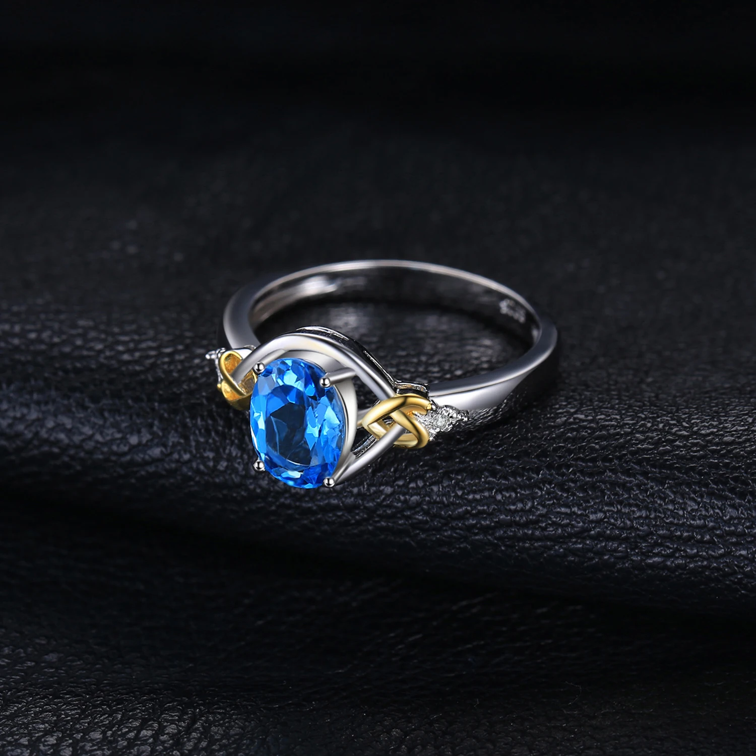 Kopen Jpalace Hart Knoop Echte Blue Topaz Diamond Ring 925 Sterling Zilveren Ringen Voor Vrouwen Promise Ring Zilver 925 Edelstenen Sieraden