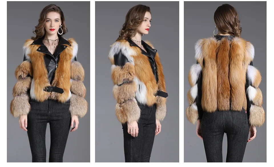 Real Leather Jacket Women Winter Natural Fur Fox Coats