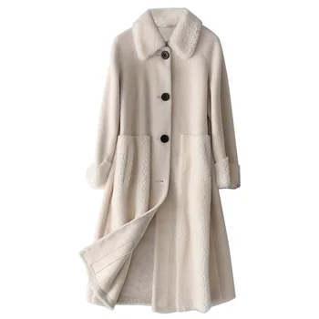 

Real Fur Coat Female Autumn Winter Coat Women Sheep Shearing Jacket 2019 Korean 100% Wool Fur Tops Vintage Coat 968075 YY1893