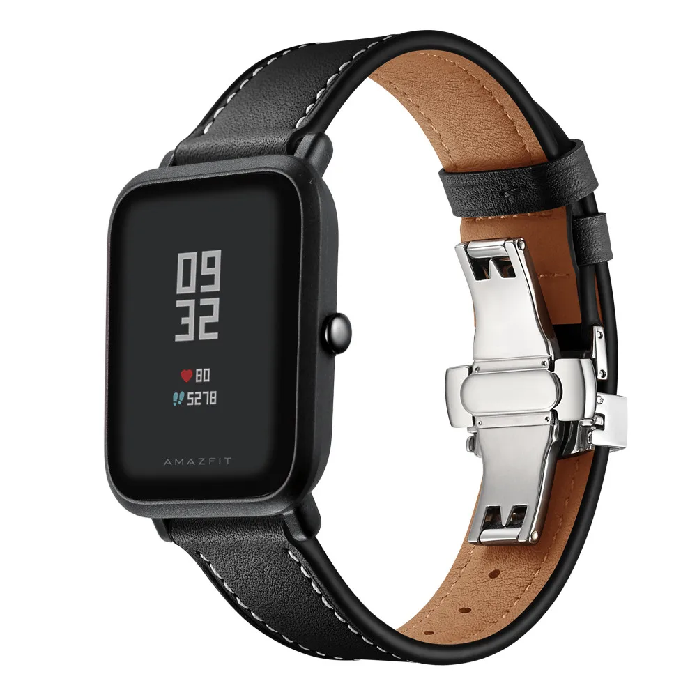 Для Huami Amazfit Bip Youth Watch Band 20 мм ремешок из натуральной кожи для samsung Galaxy Watch 42 мм/Active 2 1 браслет наручный ремень