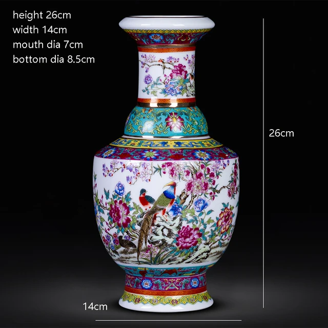 Jingdezhen Ceramic Antique Enamel Flower Vase Flower Arrangement Decoration Chinese Style Living Room 6
