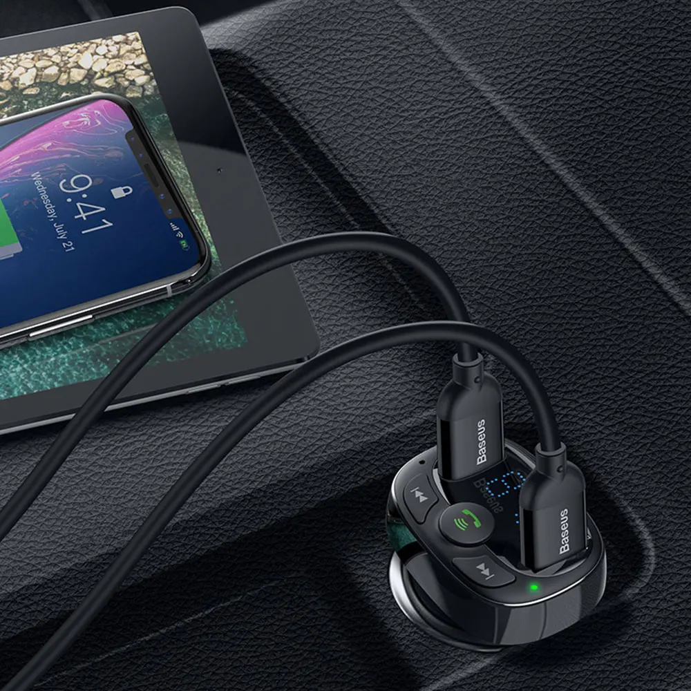 Baseus fm-передатчик модулятор Bluetooth Handsfree автомобильный комплект аудио MP3 музыкальный плеер с 3.4A двойное автомобильное usb-устройство для зарядки телефона