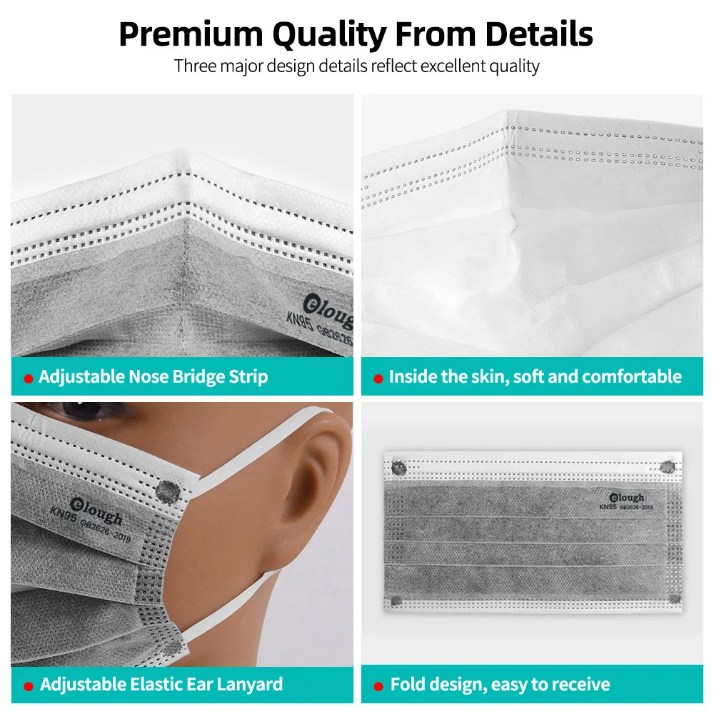 KN95 Gray Mask FFP2 Mascarillas Quirurgicas Homologadas FPP2 5 Layers Disposable Mask Activated Carbon Filter KN 95 Maschera Disposable Face Mask Kn95 Mask