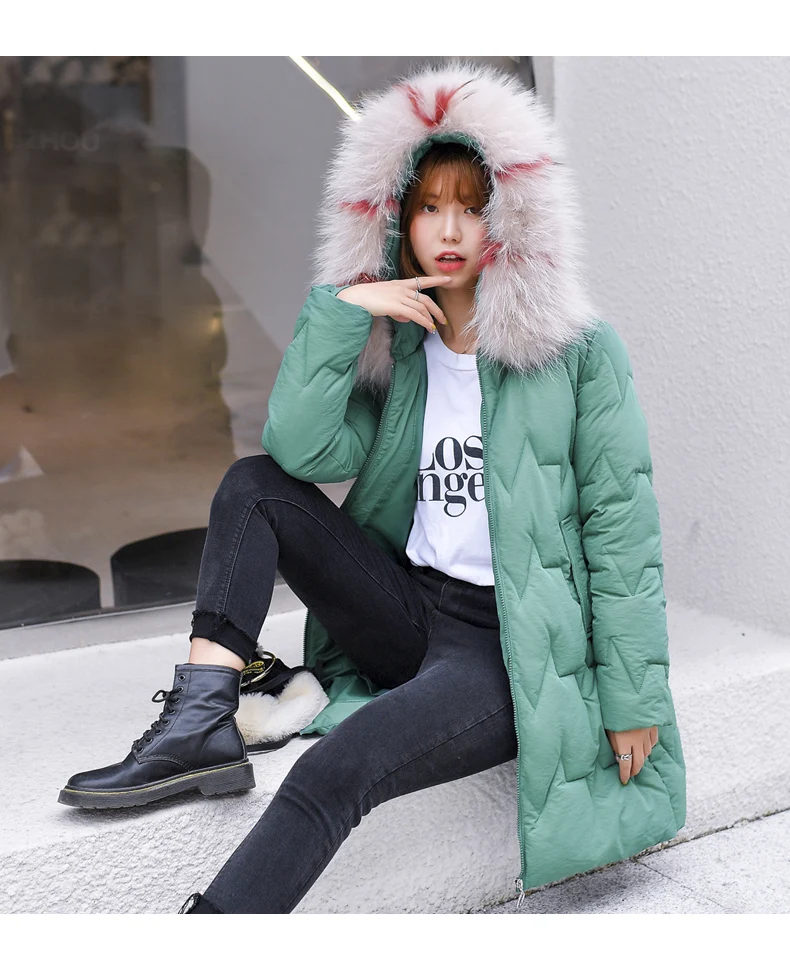 Photo Shoot down Jacket New Style Korean-style Mid-length Loose And Plus-sized Cotton-padded Clothes Thick down Coat
