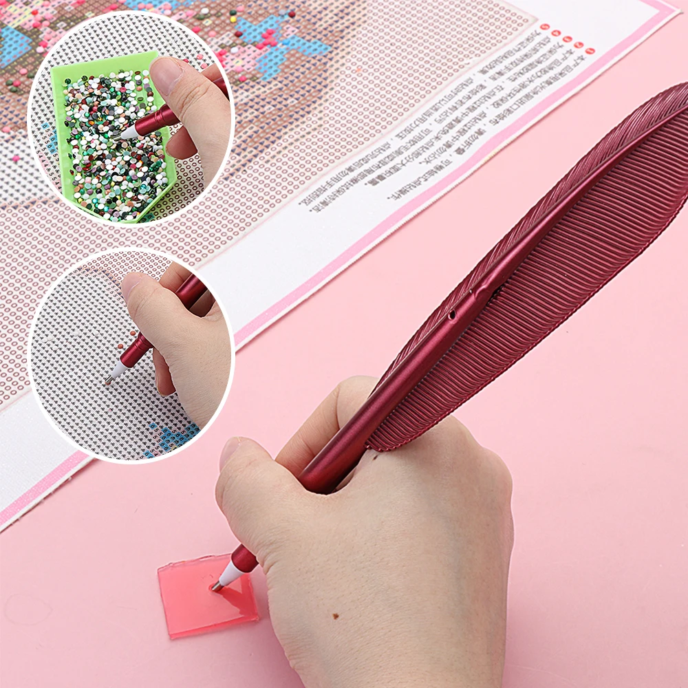 Diamond Painting Pen 5D Diamond Painting Pen Cat Claw Feather Shape Point Drill Pens DIY Craft Cross Stitch Glue Clay Drill Plate Nail Art Tools
