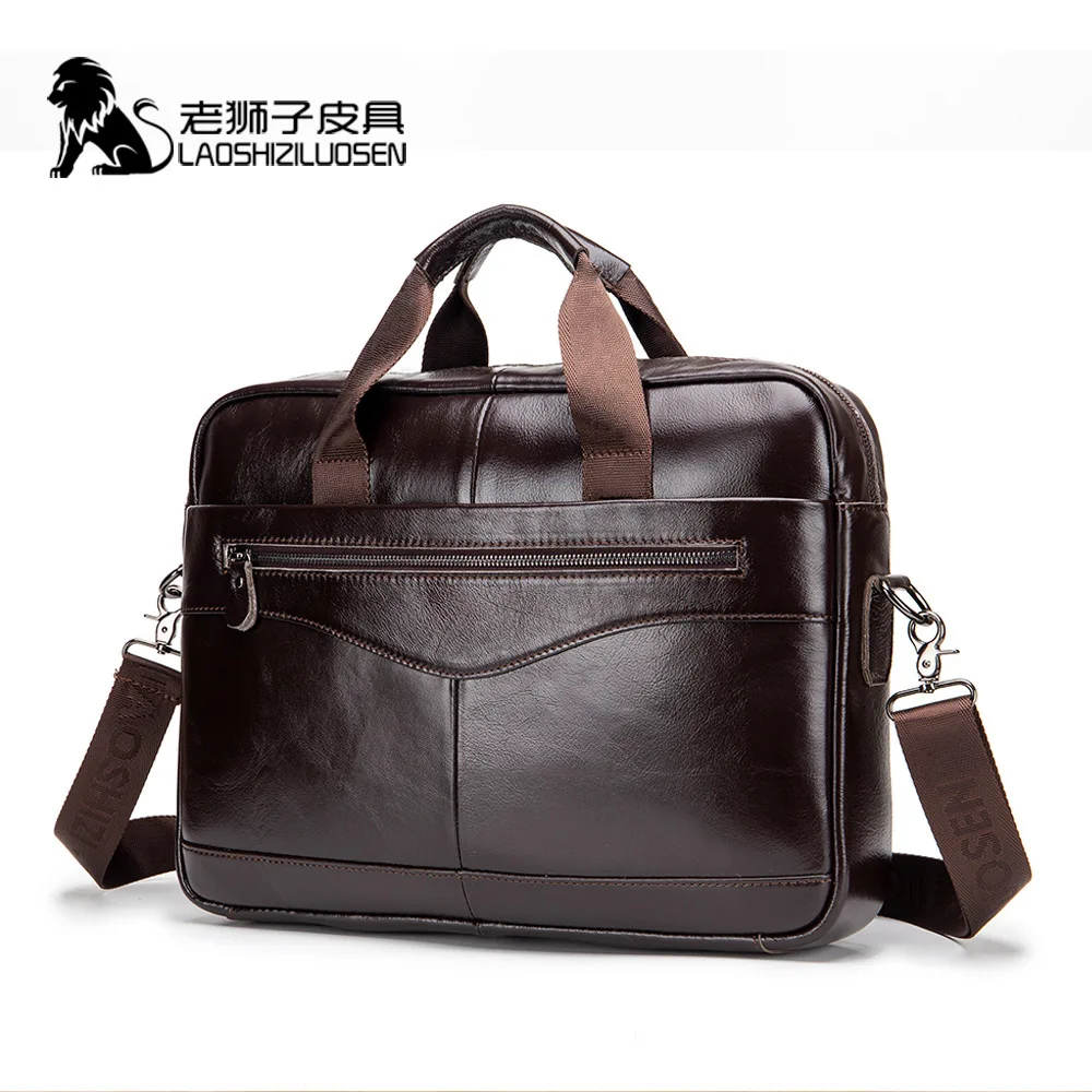 Деловые сумки для мужчин, кожаная коричневая сумка для ноутбука из натуральной кожи, сумки для больших мужчин, портфель, чехол для ноутбука, мужская сумка t 0019 - Цвет: New version