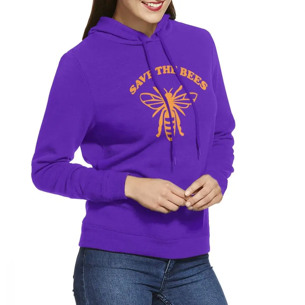 Save The Bee Women's Hoodies Long Sleeve Pullover Casual Cotton Sweatshirt - Цвет: Фиолетовый