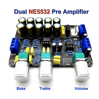 

Dual NE5532 Tone Preamplifier Board Audio Equalizer Preamp Treble Bass Tone Control Pre amplifier