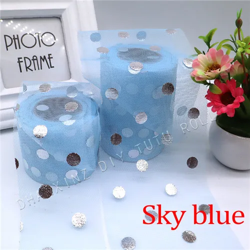 Sky blue 6 см 10 см 25 ярдов Щепка точка блесток Лента Из Органзы мягкая сетка тюль рулон DIY ремесло аксессуары заколки для волос лук торт Топпер поставки - Цвет: Sky blue