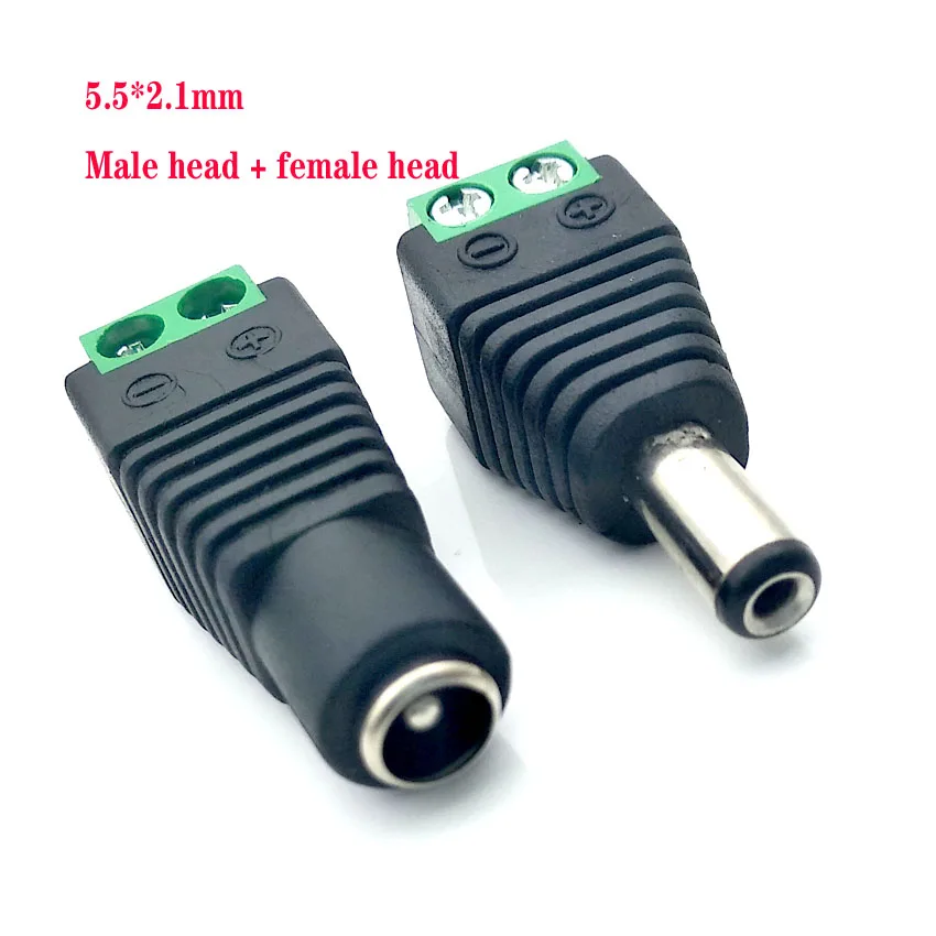 

5 sets 5.5mm x 2.1mm Female Male DC Power Plug Adapter for 5050 3528 5060 Single Color LED Strip and CCTV Cameras