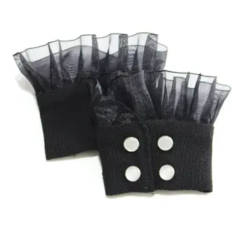 

Women Vintage Knit Elastic Sweater Fake Sleeve Ruffles Lace Detachable Cuffs