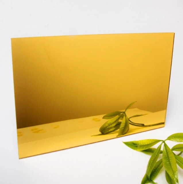 2MM 3MM Acrylic Gold Mirror Square Sheet Plastic Pier Glass Hotel  Decorative Lens Plexiglass Not Easy