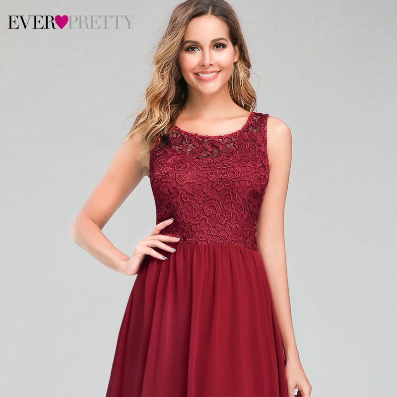 Элегантное кружевное платье подружки невесты Ever Pretty EZ07594BD ТРАПЕЦИЕВИДНОЕ торжественное платье с круглым вырезом для свадебной вечеринки Vestidos Damas Honor