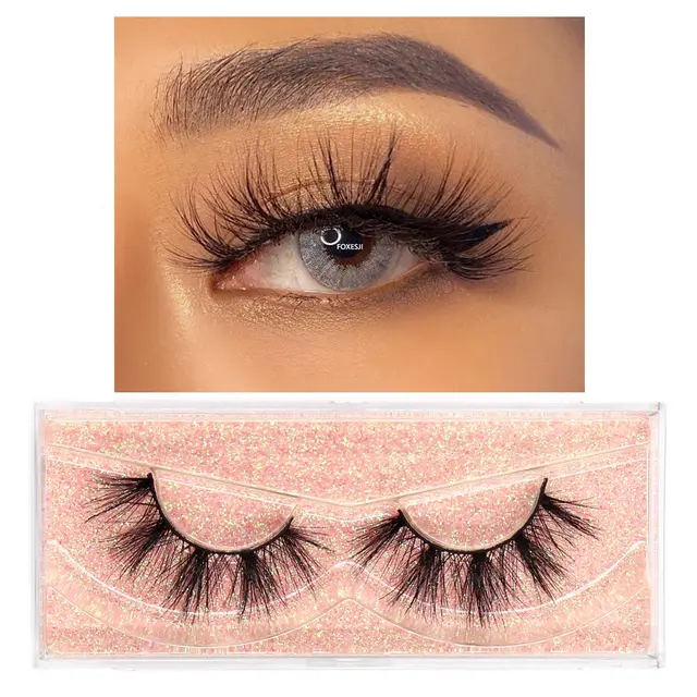FOXESJI Makeup Eyelashes 3D Mink Lashes Fluffy Soft Wispy Natural Cross Eyelash Extension Reusable Lashes Mink False Eyelashes E21
