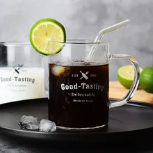 Скандинавские Короткие прозрачные очки с ручкой, термостойкие, боросиликатные, для дома и офиса, для воды, кофейные стаканы для сока