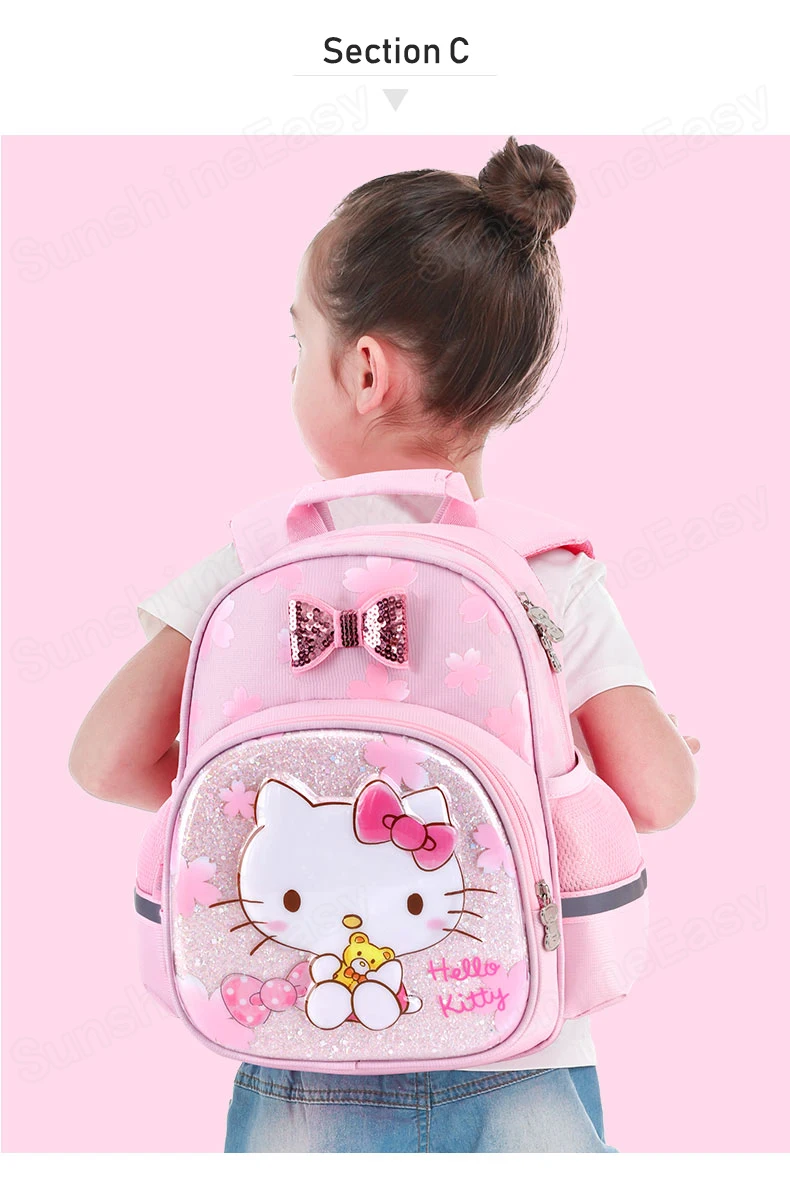 Новинка; милый розовый рюкзак для девочек с 3D рисунком кота из мультфильма «hello kitty»; водонепроницаемый рюкзак из полиэстера; вечерние рюкзаки